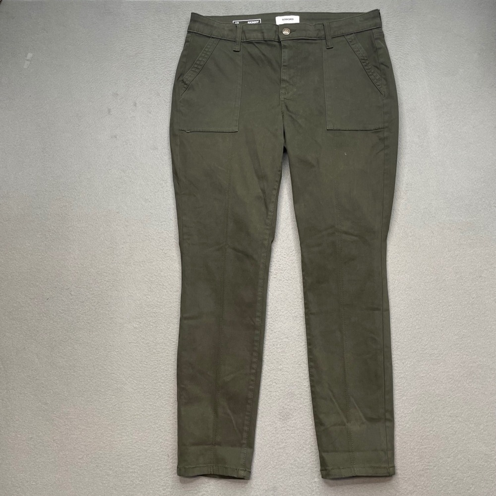Sonoma Women's Size 12 Olive Green Skinny Utility Pants Hiking Granola Gorpcore